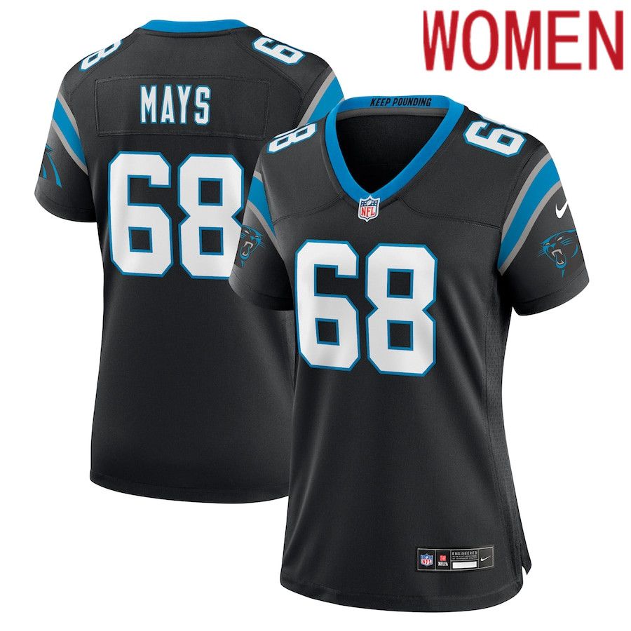 Women Carolina Panthers #68 Cade Mays Nike Black Team Game NFL Jersey